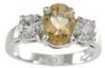 925 Sterling Silver Platinum Finish Genuine Citrine Ring