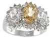 925 Sterling Silver Platinum Finish Genuine Citrine Ring