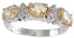 925 Sterling Silver Platinum Finish Genuine Citrine Ring