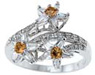 925 Sterling Silver Platinum Finish Genuine Citrine Ring