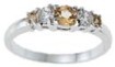 925 Sterling Silver Platinum Finish Genuine Citrine Ring