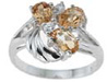 925 Sterling Silver Platinum Finish Genuine Citrine Ring