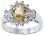 925 Sterling Silver Platinum Finish Genuine Citrine Ring