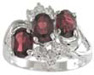 925 Sterling Silver Platinum Finish Genuine Garnet Ring