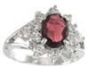 925 Sterling Silver Platinum Finish Genuine Garnet Ring