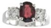 925 Sterling Silver Platinum Finish Genuine Garnet Ring