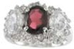 925 Sterling Silver Platinum Finish Genuine Garnet Ring