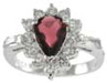 925 Sterling Silver Platinum Finish Genuine Garnet Ring