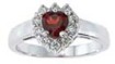 925 Sterling Silver Platinum Finish Genuine Garnet Ring