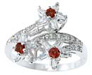 925 Sterling Silver Platinum Finish Genuine Garnet Ring