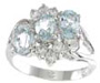 925 Sterling Silver Platinum Finish Genuine Topaz Ring