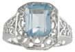 925 Sterling Silver Platinum Finish Genuine Topaz Ring