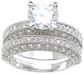 925 Sterling Silver Rhodium Finish CZ Antique Style Wedding Set Ring