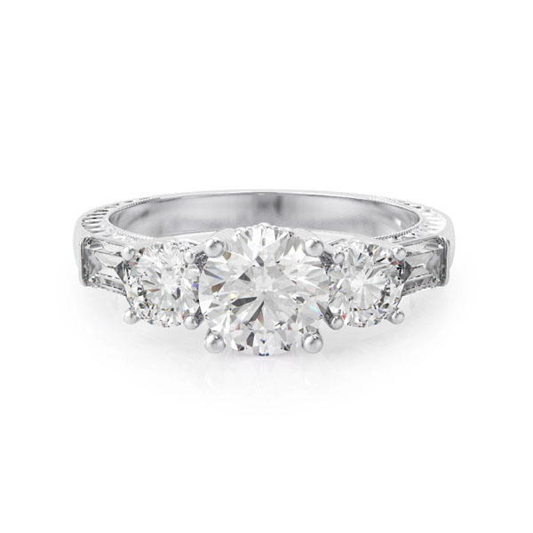 925 Sterling Silver Rhodium Finish CZ Antique Style Engagement Set Ring