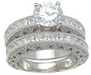 925 Sterling Silver Rhodium Finish CZ Princess Wedding Set Ring