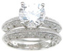 925 Sterling Silver Rhodium Finish CZ Antique Style Wedding Set Ring