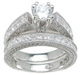 925 Sterling Silver Rhodium Finish CZ Princess Wedding Set Ring