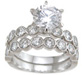925 Sterling Silver Rhodium Finish CZ Brilliant Tiffany Style Wedding Ring