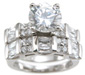 925 Sterling Silver Rhodium Finish CZ Brilliant & Baguettes Fashion Wedding Ring