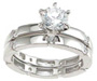 925 Sterling Silver Rhodium Finish CZ Solitaire Engagement Set Ring