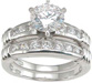 925 Sterling Silver Rhodium Finish CZ Fashion Engagement Set Ring