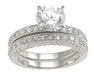 925 Sterling Silver Rhodium Finish CZ Solitaire Engagement Set Ring