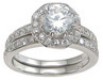 925 Sterling Silver Rhodium Finish CZ Antique Style Engagement Set Ring