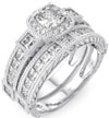 925 Sterling Silver Antique Style Princess Wedding Set