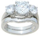 wholesale 925 sterling silver three stone wedding ring set