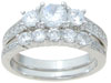 wholesale 925 sterling silver three stone wedding ring set