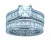 1.5ct princess 925 silver Sterling Couture wedding ring set