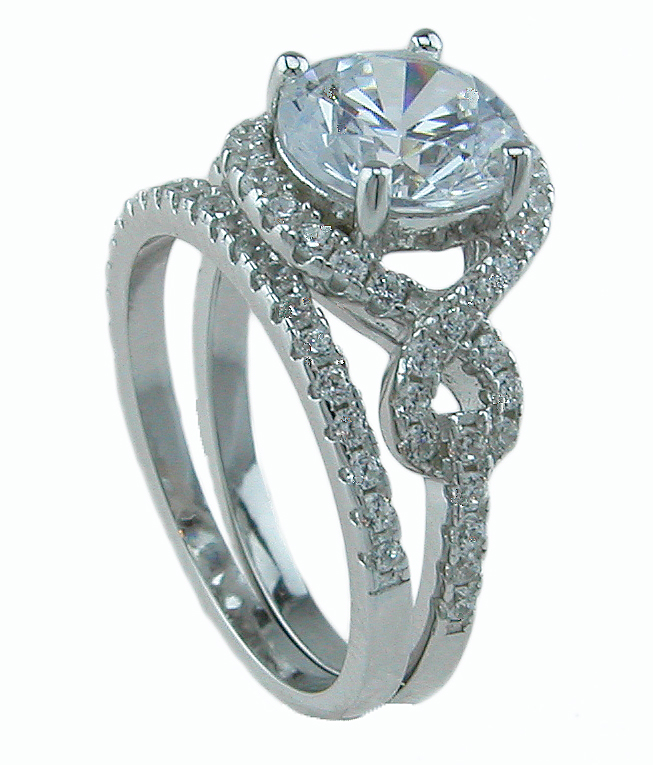925 Sterling silver antique style wedding ring set