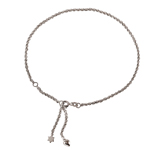 wholesale sterling silver Rope Chain Anklet with Dangling Star & Heart