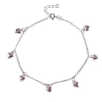 wholesale sterling silver Multi Hearts Charm Anklet