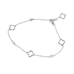 wholesale sterling silver Rhodium Plated Open Flower Anklet