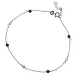 wholesale sterling silver Chain Link Anklet with Multiple Beads
