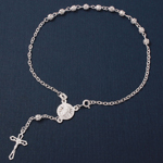 wholesale sterling silver High polish Filigree Rosary Anklet 4mm