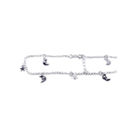 wholesale sterling silver Star Moon Charm Anklet