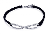 wholesale silver infinity black cord cz bracelet