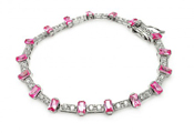wholesale silver pink baguette cz bracelet