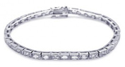 wholesale silver emarald cut cz tennis bracelet