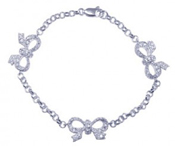 wholesale silver cz ribbon charm bracelet