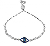 wholesale silver blue cz evil eye bracelet