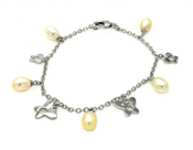 wholesale silver butterfly and pearl charm bracelet