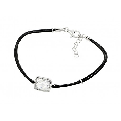 wholesale silver black cord bracelet