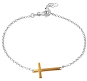 wholesale silver two tone cross bracelet