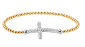 wholesale silver gold plated beaded cross italian bracelet