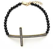 wholesale silver black cross bead bracelet