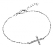 wholesale silver cross cz bracelet