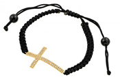 wholesale silver gold plated cross black braided cord bracelet